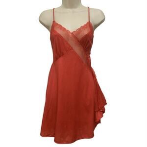 Vintage Gilligan & O’Malley Red Teddy Nylon Lace Size Large Lingerie